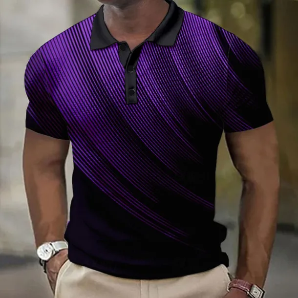 Men's Geometric Waffle Polo Shirts Golf Shirt Short Sleeve Polo Shirts Collared Shirts Business Casual Vacation Wear Formal Wear Festival Wear Buttons 3D Print Black White Yellow