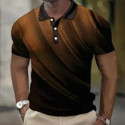 Men's Geometric Waffle Polo Shirts Golf Shirt Short Sleeve Polo Shirts Collared Shirts Business Casual Vacation Wear Formal Wear Festival Wear Buttons 3D Print Black White Yellow