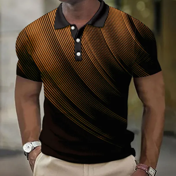 Men's Geometric Waffle Polo Shirts Golf Shirt Short Sleeve Polo Shirts Collared Shirts Business Casual Vacation Wear Formal Wear Festival Wear Buttons 3D Print Black White Yellow