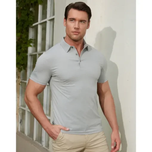 Men's Golf Polo Shirt Black White Light Green Short Sleeve Top Golf Attire Clothes Outfits Wear Apparel