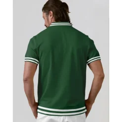 Men's Golf Polo Shirt Dark Green Short Sleeve Top Golf Attire Clothes Outfits Wear Apparel