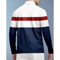 Men's Golf Polo Shirt Dark Blue Long Sleeve Top Golf Attire Clothes Outfits Wear Apparel