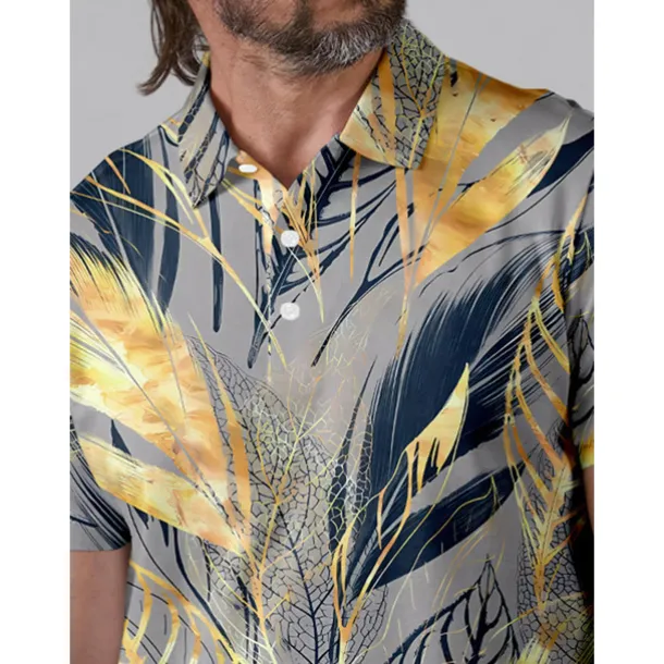 Men's Golf Polo Shirt Dark Blue Short Sleeve Top Golf Attire Clothes Outfits Wear Apparel