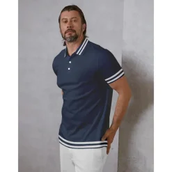 Men's Golf Polo Shirt Navy Blue Short Sleeve Top Golf Attire Clothes Outfits Wear Apparel