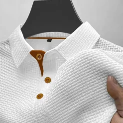 Men's Golf Shirt Golf Polos Shirts Work Casual Lapel Short Sleeve Basic Modern Plain Buttons Jacquard Summer Regular Fit Black White Navy Blue Blue sky blue Dark Gray Golf Shirt