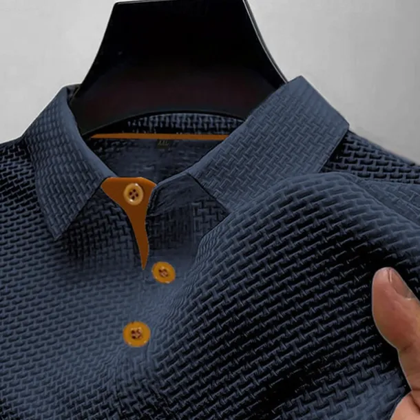 Men's Golf Shirt Golf Polos Shirts Work Casual Lapel Short Sleeve Basic Modern Plain Buttons Jacquard Summer Regular Fit Black White Navy Blue Blue sky blue Dark Gray Golf Shirt