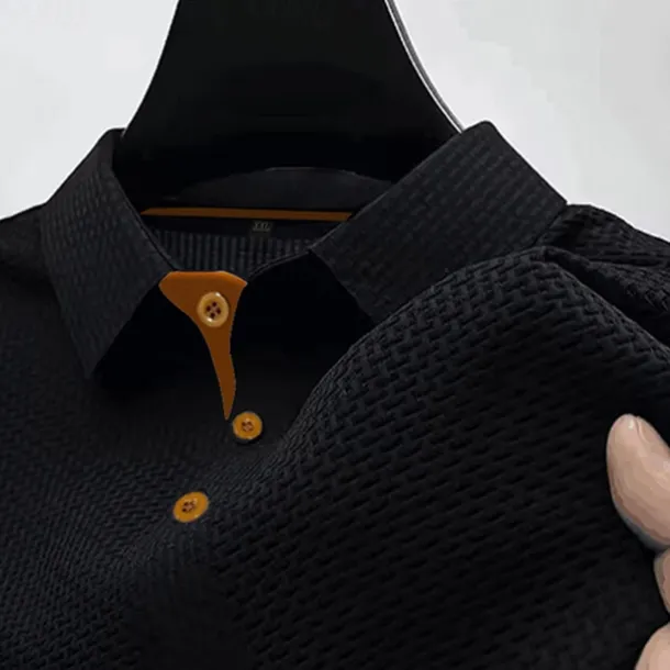 Men's Golf Shirt Golf Polos Shirts Work Casual Lapel Short Sleeve Basic Modern Plain Buttons Jacquard Summer Regular Fit Black White Navy Blue Blue sky blue Dark Gray Golf Shirt
