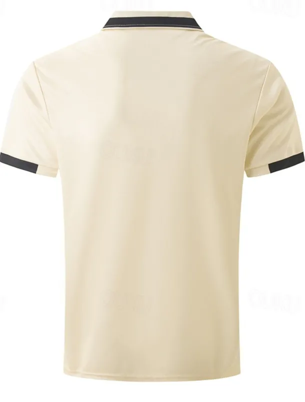 Men's Golf Shirt Golf Polos Shirts Work Casual Lapel Short Sleeve Basic Modern Color Block Patchwork Buttons Spring Regular Fit Black Blue sky blue Brown Green Light Grey Golf Shirt