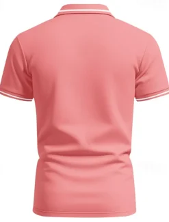 Men's Golf Shirt Golf Polos Shirts Work Casual Lapel Short Sleeve Basic Modern Plain Patchwork Buttons Summer Regular Fit Black White Pink Red Navy Blue Emerald Green Golf Shirt