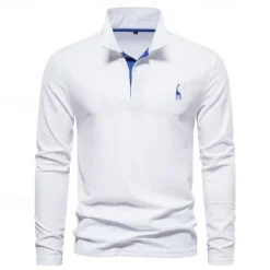 Men's Golf Shirt Golf Polo Work Casual Lapel Long Sleeve Basic Modern Color Block Embroidery Patchwork Embroidered Spring & Fall Regular Fit Depression Green Black White Red Navy Blue Royal Blue