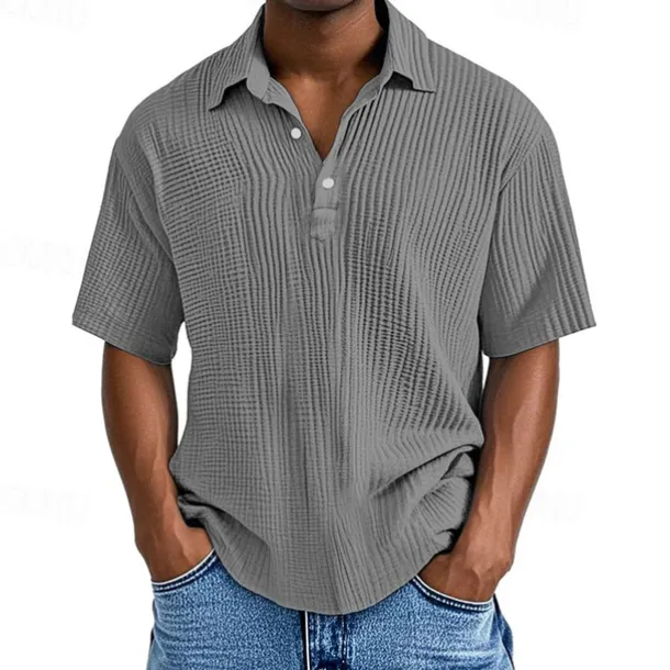 Men's Golf Shirt Golf Polos Shirts Work Casual Lapel Short Sleeve Basic Modern Plain Buttons Jacquard Summer Regular Fit Apricot Black White Pink Red Navy Blue Golf Shirt