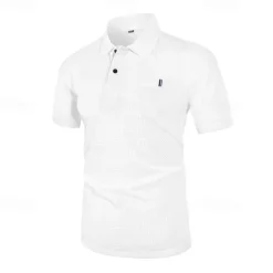 Men's Golf Shirt Golf Polos Shirts Casual Sports Lapel Short Sleeve Basic Comfortable Plain Buttons Jacquard Summer Regular Fit Black White Navy Blue Blue sky blue Dark Gray Golf Shirt