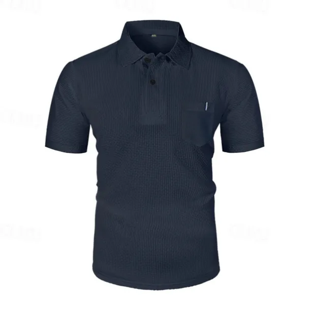 Men's Golf Shirt Golf Polos Shirts Casual Sports Lapel Short Sleeve Basic Comfortable Plain Buttons Jacquard Summer Regular Fit Black White Navy Blue Blue sky blue Dark Gray Golf Shirt