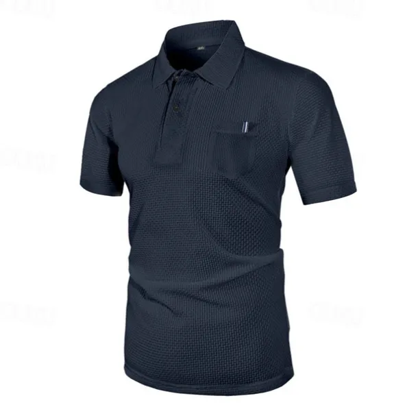 Men's Golf Shirt Golf Polos Shirts Casual Sports Lapel Short Sleeve Basic Comfortable Plain Buttons Jacquard Summer Regular Fit Black White Navy Blue Blue sky blue Dark Gray Golf Shirt