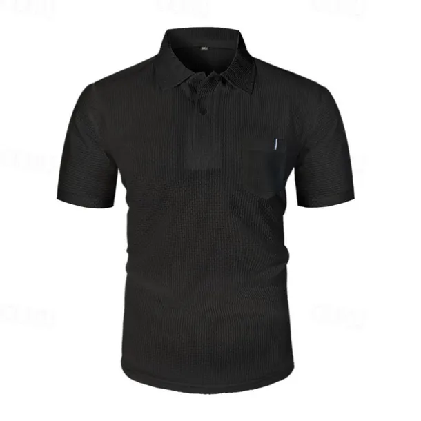 Men's Golf Shirt Golf Polos Shirts Casual Sports Lapel Short Sleeve Basic Comfortable Plain Buttons Jacquard Summer Regular Fit Black White Navy Blue Blue sky blue Dark Gray Golf Shirt