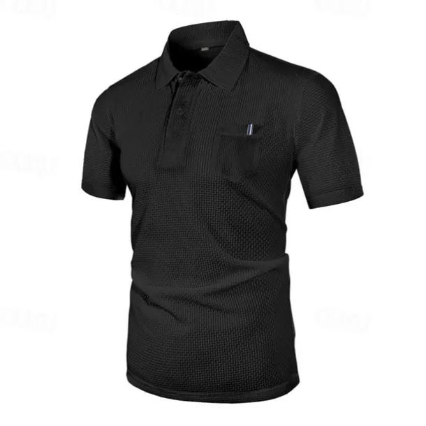 Men's Golf Shirt Golf Polos Shirts Casual Sports Lapel Short Sleeve Basic Comfortable Plain Buttons Jacquard Summer Regular Fit Black White Navy Blue Blue sky blue Dark Gray Golf Shirt