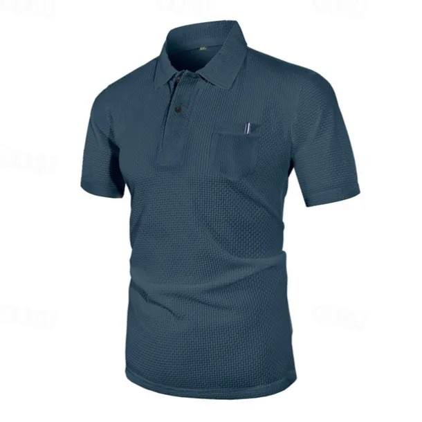Men's Golf Shirt Golf Polos Shirts Casual Sports Lapel Short Sleeve Basic Comfortable Plain Buttons Jacquard Summer Regular Fit Black White Navy Blue Blue sky blue Dark Gray Golf Shirt