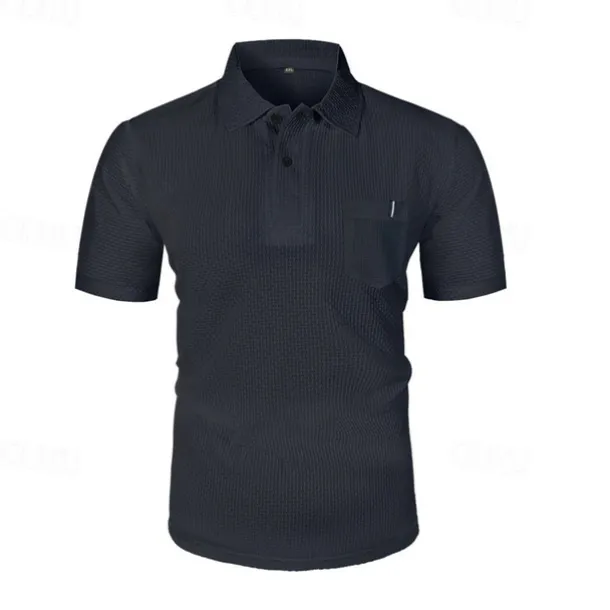 Men's Golf Shirt Golf Polos Shirts Casual Sports Lapel Short Sleeve Basic Comfortable Plain Buttons Jacquard Summer Regular Fit Black White Navy Blue Blue sky blue Dark Gray Golf Shirt