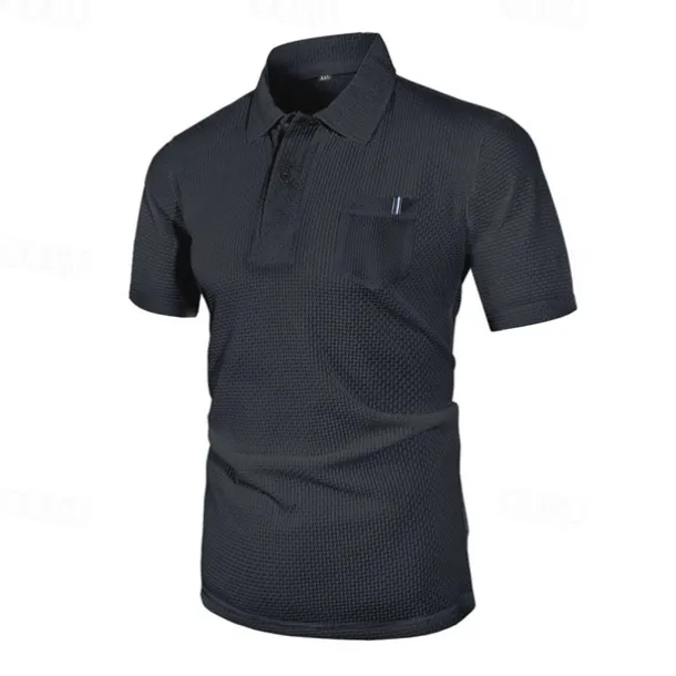 Men's Golf Shirt Golf Polos Shirts Casual Sports Lapel Short Sleeve Basic Comfortable Plain Buttons Jacquard Summer Regular Fit Black White Navy Blue Blue sky blue Dark Gray Golf Shirt