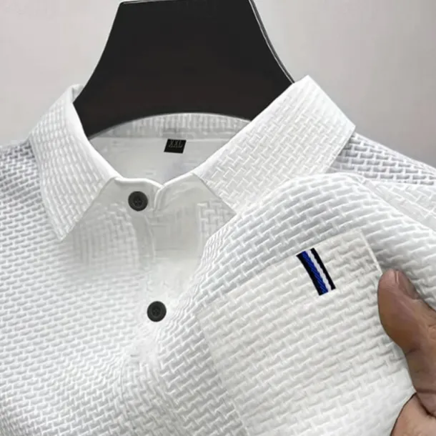 Men's Golf Shirt Golf Polos Shirts Casual Sports Lapel Short Sleeve Basic Comfortable Plain Buttons Jacquard Summer Regular Fit Black White Navy Blue Blue sky blue Dark Gray Golf Shirt