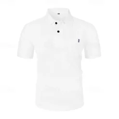Men's Golf Shirt Golf Polos Shirts Casual Sports Lapel Short Sleeve Basic Comfortable Plain Buttons Jacquard Summer Regular Fit Black White Navy Blue Blue sky blue Dark Gray Golf Shirt