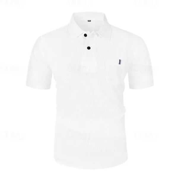 Men's Golf Shirt Golf Polos Shirts Casual Sports Lapel Short Sleeve Basic Comfortable Plain Buttons Jacquard Summer Regular Fit Black White Navy Blue Blue sky blue Dark Gray Golf Shirt