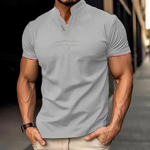 Men's Golf Shirt Golf Polo Work Casual Stand Collar Short Sleeve Basic Modern Plain Classic Spring & Summer Regular Fit Black White Gray Golf Shirt