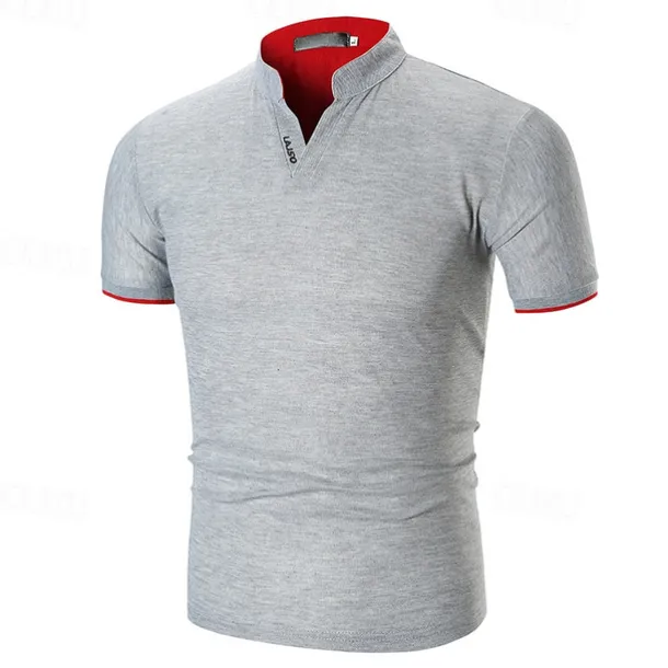 Men's Golf Shirt Golf Polo Work Casual Stand Collar Short Sleeve Basic Modern Plain Classic Spring & Summer Regular Fit Black White Gray Golf Shirt