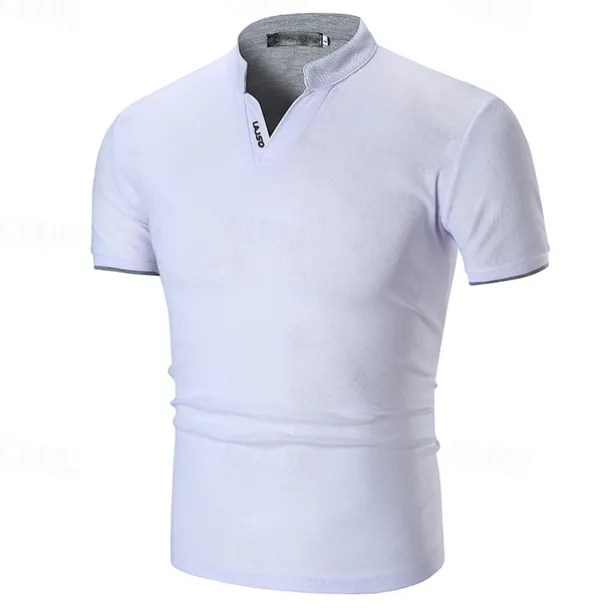 Men's Golf Shirt Golf Polo Work Casual Stand Collar Short Sleeve Basic Modern Plain Classic Spring & Summer Regular Fit Black White Gray Golf Shirt