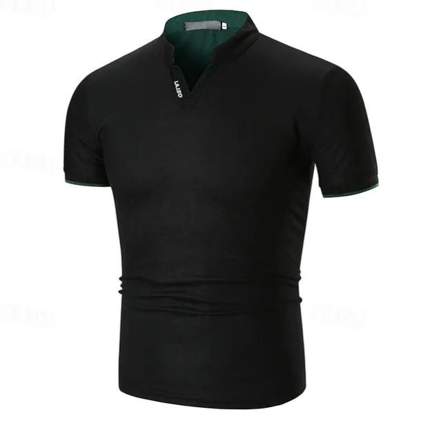 Men's Golf Shirt Golf Polo Work Casual Stand Collar Short Sleeve Basic Modern Plain Classic Spring & Summer Regular Fit Black White Gray Golf Shirt