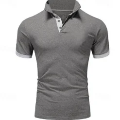 Men's Golf Shirt Polo Casual Sports Classic Short Sleeve Basic Casual Solid Color Plain Button Front Summer Spring Regular Fit Apple Green Light Pink Golden yellow Lake blue Yellow and Navy Black