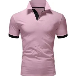 Men's Golf Shirt Polo Casual Sports Classic Short Sleeve Basic Casual Solid Color Plain Button Front Summer Spring Regular Fit Apple Green Light Pink Golden yellow Lake blue Yellow and Navy Black