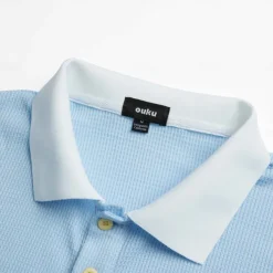 Men's Golf Shirt Waffle Knit Polo Shirt Casual Holiday Lapel Short Sleeve Fashion Old Money Style Plain Button Summer Spring Regular Fit White Light Blue Golf Shirt