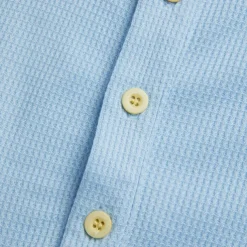 Men's Golf Shirt Waffle Knit Polo Shirt Casual Holiday Lapel Short Sleeve Fashion Old Money Style Plain Button Summer Spring Regular Fit White Light Blue Golf Shirt