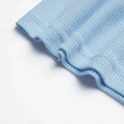 Men's Golf Shirt Waffle Knit Polo Shirt Casual Holiday Lapel Short Sleeve Fashion Old Money Style Plain Button Summer Spring Regular Fit White Light Blue Golf Shirt