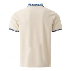 Men's Golf Shirt Waffle Knit Polo Shirt Business Active Classic Short Sleeve Fashion Modern Solid Color Buttons Summer Spring Regular Fit Black White Royal Blue Beige Gray Golf Shirt