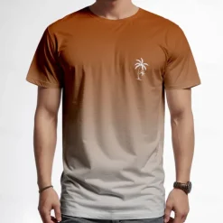 Men's Gradient Coconut Palm T shirt Short Sleeve T shirt 3D Print Crew Neck Shirt Vacation Fashion Hawaiian Sports Outdoor Holiday Going out Blue Orange Green Spring & Summer Clothing Apparel S M L