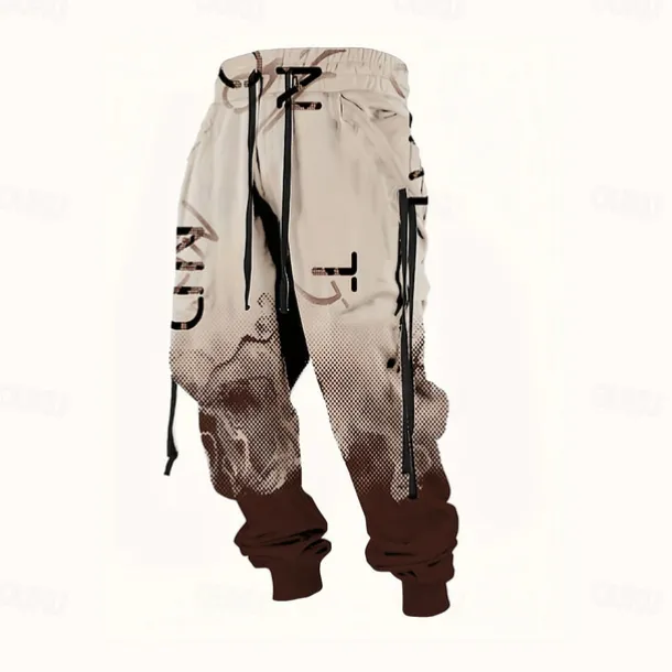 Men's Gradient Color Letter Print Sweatpants Joggers Trousers Mid Waist Drawstring Elastic Waist Casual Jogging Streetwear Workout Athletic Sweatpants with Pockets Spring Fall 3D Print Black Wine