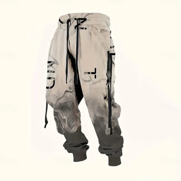 Men's Gradient Color Letter Print Sweatpants Joggers Trousers Mid Waist Drawstring Elastic Waist Casual Jogging Streetwear Workout Athletic Sweatpants with Pockets Spring Fall 3D Print Black Wine