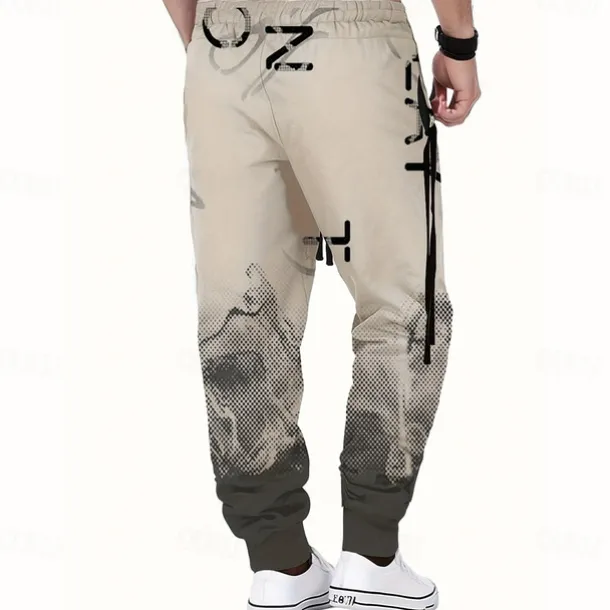 Men's Gradient Color Letter Print Sweatpants Joggers Trousers Mid Waist Drawstring Elastic Waist Casual Jogging Streetwear Workout Athletic Sweatpants with Pockets Spring Fall 3D Print Black Wine