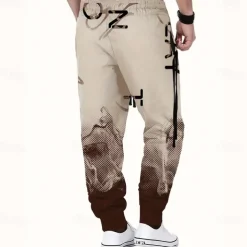 Men's Gradient Color Letter Print Sweatpants Joggers Trousers Mid Waist Drawstring Elastic Waist Casual Jogging Streetwear Workout Athletic Sweatpants with Pockets Spring Fall 3D Print Black Wine