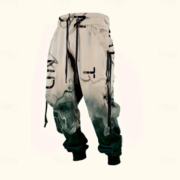 Men's Gradient Color Letter Print Sweatpants Joggers Trousers Mid Waist Drawstring Elastic Waist Casual Jogging Streetwear Workout Athletic Sweatpants with Pockets Spring Fall 3D Print Black Wine