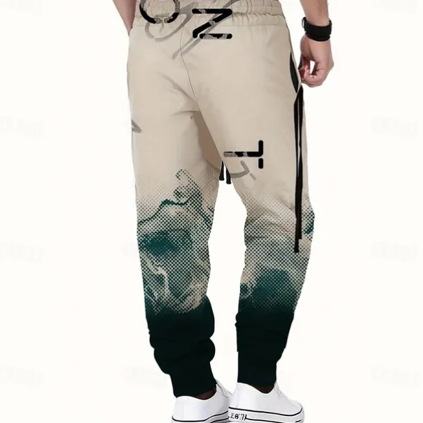 Men's Gradient Color Letter Print Sweatpants Joggers Trousers Mid Waist Drawstring Elastic Waist Casual Jogging Streetwear Workout Athletic Sweatpants with Pockets Spring Fall 3D Print Black Wine