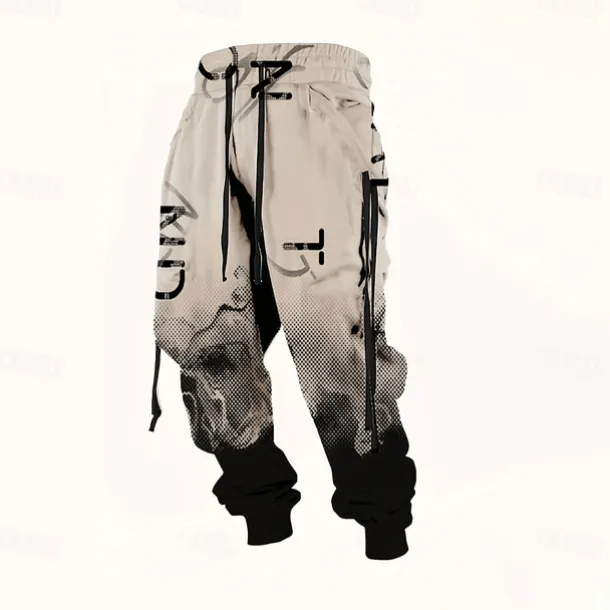 Men's Gradient Color Letter Print Sweatpants Joggers Trousers Mid Waist Drawstring Elastic Waist Casual Jogging Streetwear Workout Athletic Sweatpants with Pockets Spring Fall 3D Print Black Wine