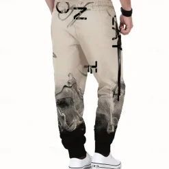 Men's Gradient Color Letter Print Sweatpants Joggers Trousers Mid Waist Drawstring Elastic Waist Casual Jogging Streetwear Workout Athletic Sweatpants with Pockets Spring Fall 3D Print Black Wine