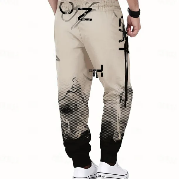 Men's Gradient Color Letter Print Sweatpants Joggers Trousers Mid Waist Drawstring Elastic Waist Casual Jogging Streetwear Workout Athletic Sweatpants with Pockets Spring Fall 3D Print Black Wine