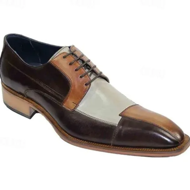 Men's Gradient Faux Leather Oxford Shoes – Hand-Painted Design, Lace-Up Formal Dress Shoes, Perfect for Special Occasions