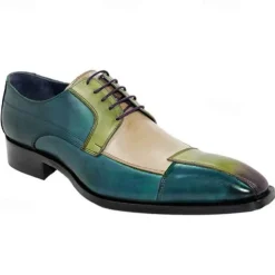 Men's Gradient Faux Leather Oxford Shoes – Hand-Painted Design, Lace-Up Formal Dress Shoes, Perfect for Special Occasions