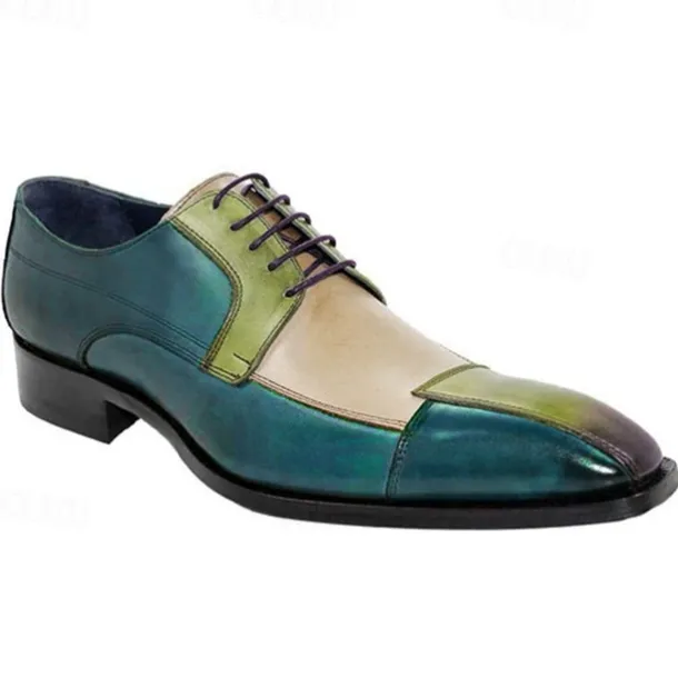 Men's Gradient Faux Leather Oxford Shoes – Hand-Painted Design, Lace-Up Formal Dress Shoes, Perfect for Special Occasions
