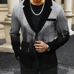 Men's Gradient Long Sleeve Turndown Business Abstract Casual Work Wear to work Going out Buttons Print Multi Pocket